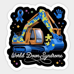 Kids World Down Syndrome Awareness Day – Bulldozer Construction Boys Sticker